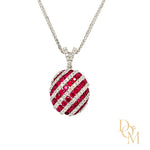 18ct White Gold Ruby & Diamond Candy Stripe Pendant