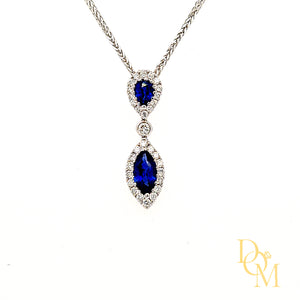 18ct White Gold Sapphire & Diamond Cluster Necklace