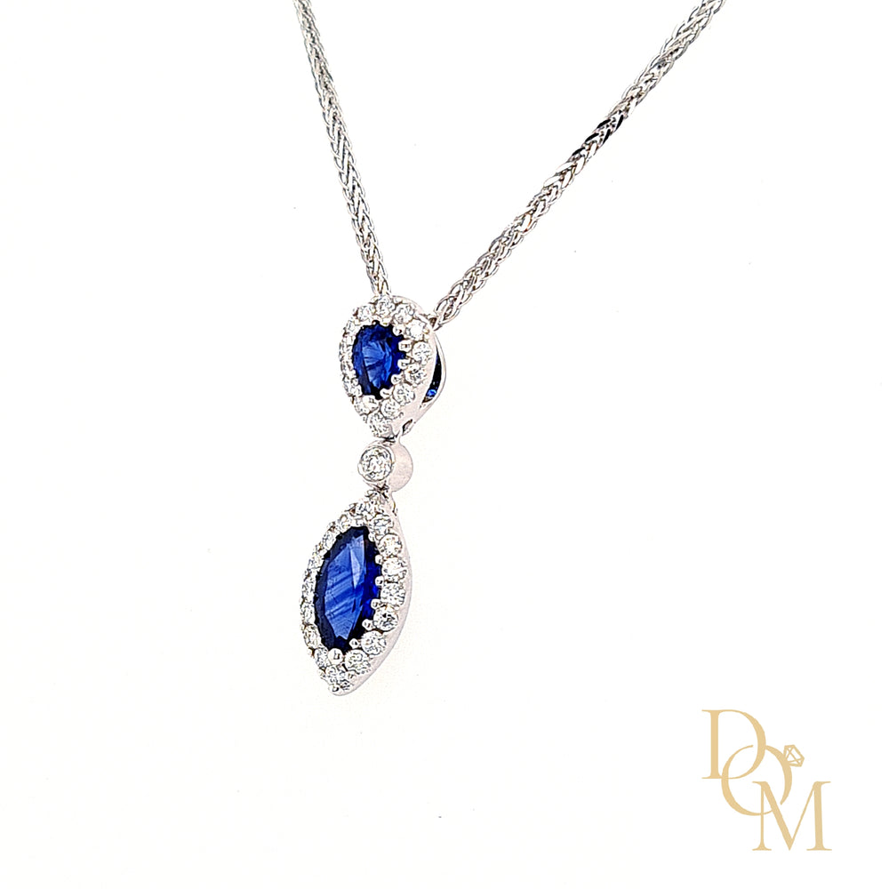 18ct White Gold Sapphire & Diamond Cluster Necklace