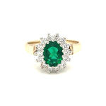 9ct Gold Emerald Cubic Zirconia Cluster Ring