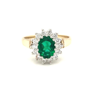 
                
                    Load image into Gallery viewer, 9ct Gold Emerald Cubic Zirconia Cluster Ring - Diana O&amp;#39;Mahony Jewellers
                
            