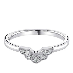 
                
                    Load image into Gallery viewer, Platinum Vintage Style Shaped Diamond Wedding Band
                
            
