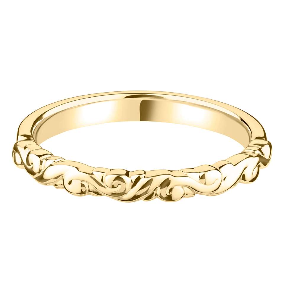 
                
                    Load image into Gallery viewer, 18ct Yellow Gold Vintage Style Carved Wedding Band
                
            