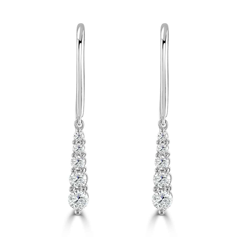 
                
                    Load image into Gallery viewer, 18ct White Gold Graduating 5 Stone Diamond Drop Earrings
                
            