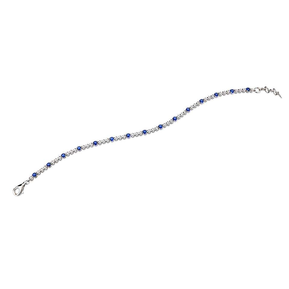 18ct White Gold Sapphire & Diamond Tennis Bracelet