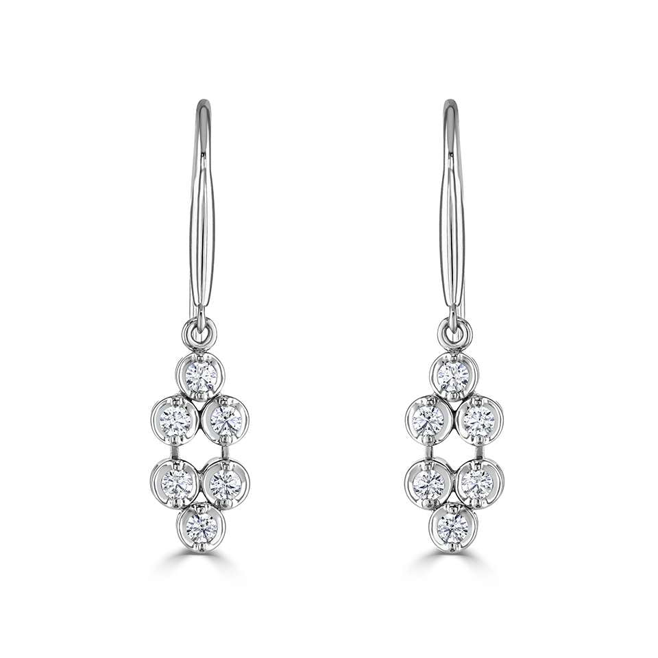 
                
                    Load image into Gallery viewer, 18ct White Gold Diamond Drop Earrings
                
            