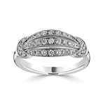 Vintage Style Platinum Three Row Diamond Band