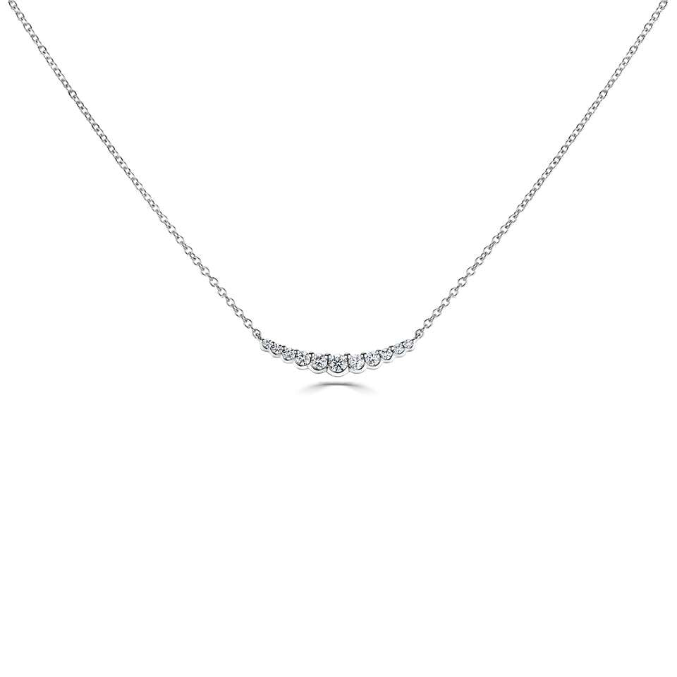 18ct White Gold 11 Stone Graduating Diamond Tiara Necklace- 0.33ct
