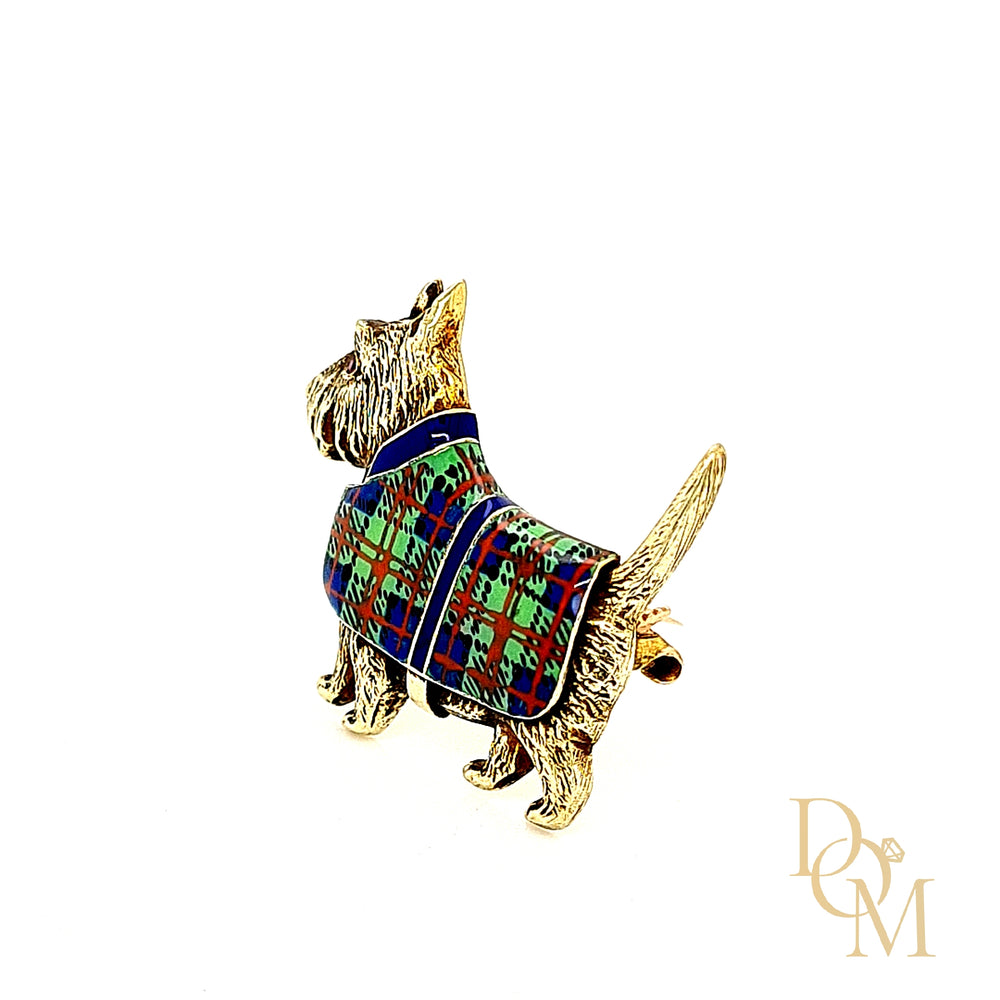 Vintage 14ct Gold Scottish Terrier Dog Brooch