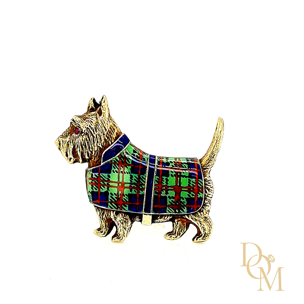 Vintage 14ct Gold Scottish Terrier Dog Brooch