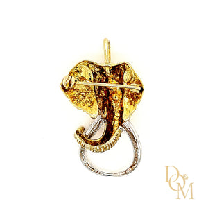 Vintage 14ct Gold Ruby & Diamond Elephant Brooch/Pendant
