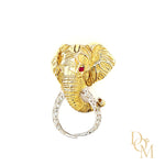 Vintage 14ct Gold Ruby & Diamond Elephant Brooch/Pendant