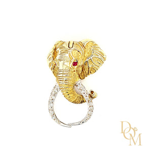 Gold elephant deals brooch