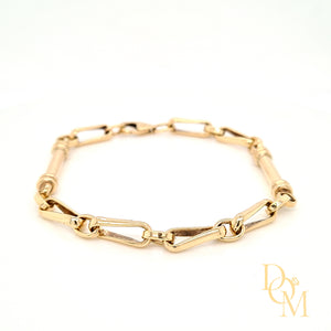 9ct Gold Cylindrical Link Vintage Bracelet