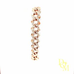 Antique 9ct Rose Gold Ornate Curb Link Bracelet