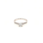 Oval Solitaire Diamond Engagement Ring with Diamond Shoulders