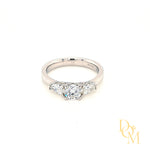 Platinum Three Stone Diamond Engagement Ring with Pear-cut Sides- 0.85ct