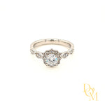 Platinum Vintage Style Halo Cluster Diamond Engagement Ring- 0.62ct