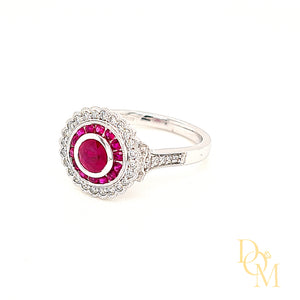 Vintage Style Ruby & Diamond Target Ring