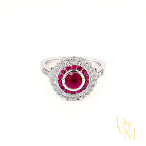 Vintage Style Ruby & Diamond Target Ring
