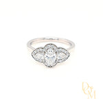 Platinum 3 Stone Cluster Diamond Engagement Ring- 0.92ct