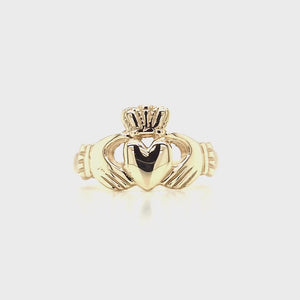 
                
                    Load and play video in Gallery viewer, 9ct Gold Gents Claddagh Ring
                
            