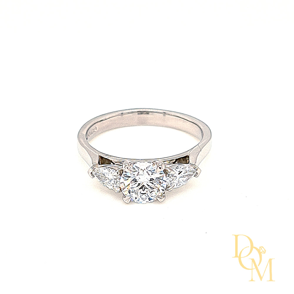 Platinum Lab Grown Diamond Solitaire Engagement Ring with Pear-cut Sides- 1.24ct