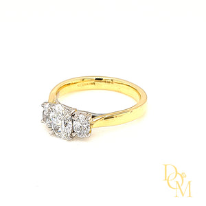 18ct & Platinum Lab Grown Three Stone Oval Diamond Engagement Ring - 1.13ct
