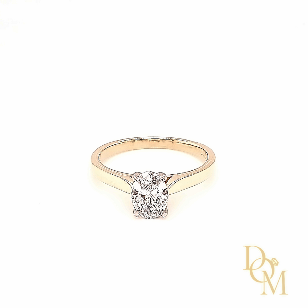 18ct Gold & Platinum Oval Lab Grown Solitaire Diamond Engagement Ring - 0.80ct