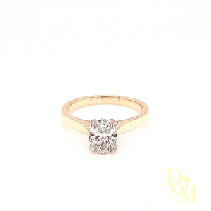 18ct Gold & Platinum Oval Lab Grown Solitaire Diamond Engagement Ring - 1.00ct