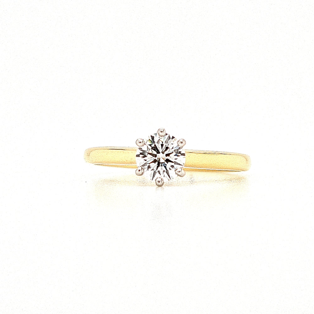 18ct Gold & Platinum Lab Grown Solitaire Diamond Ring- 0.53ct