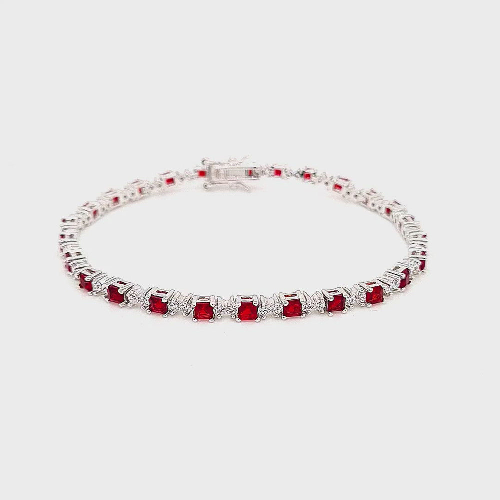 
                
                    Load and play video in Gallery viewer, Sterling Silver Ruby CZ Tennis Bracelet
                
            