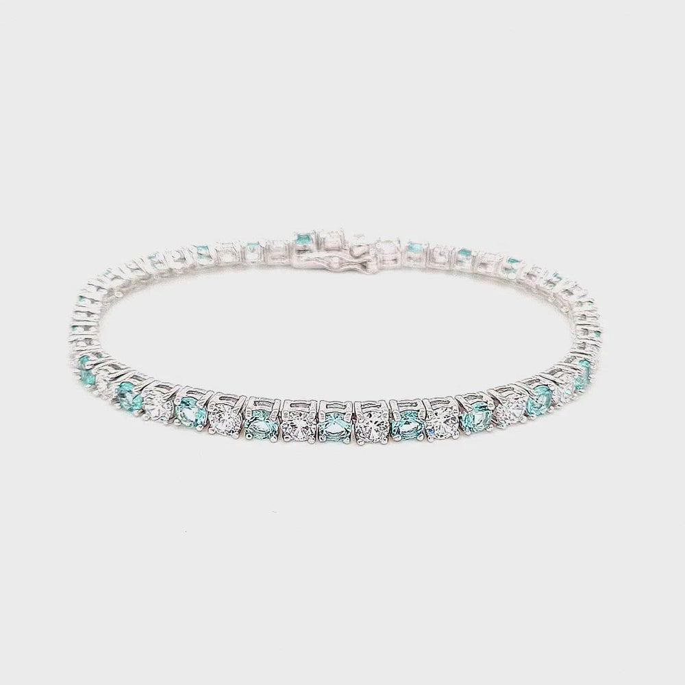 
                
                    Load and play video in Gallery viewer, Sterling Silver Aquamarine Cubic Zirconia Bracelet
                
            
