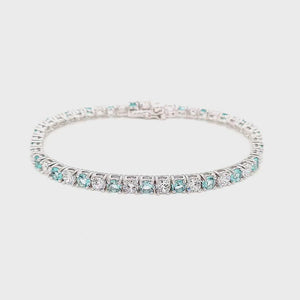
                
                    Load and play video in Gallery viewer, Sterling Silver Aquamarine Cubic Zirconia Bracelet
                
            