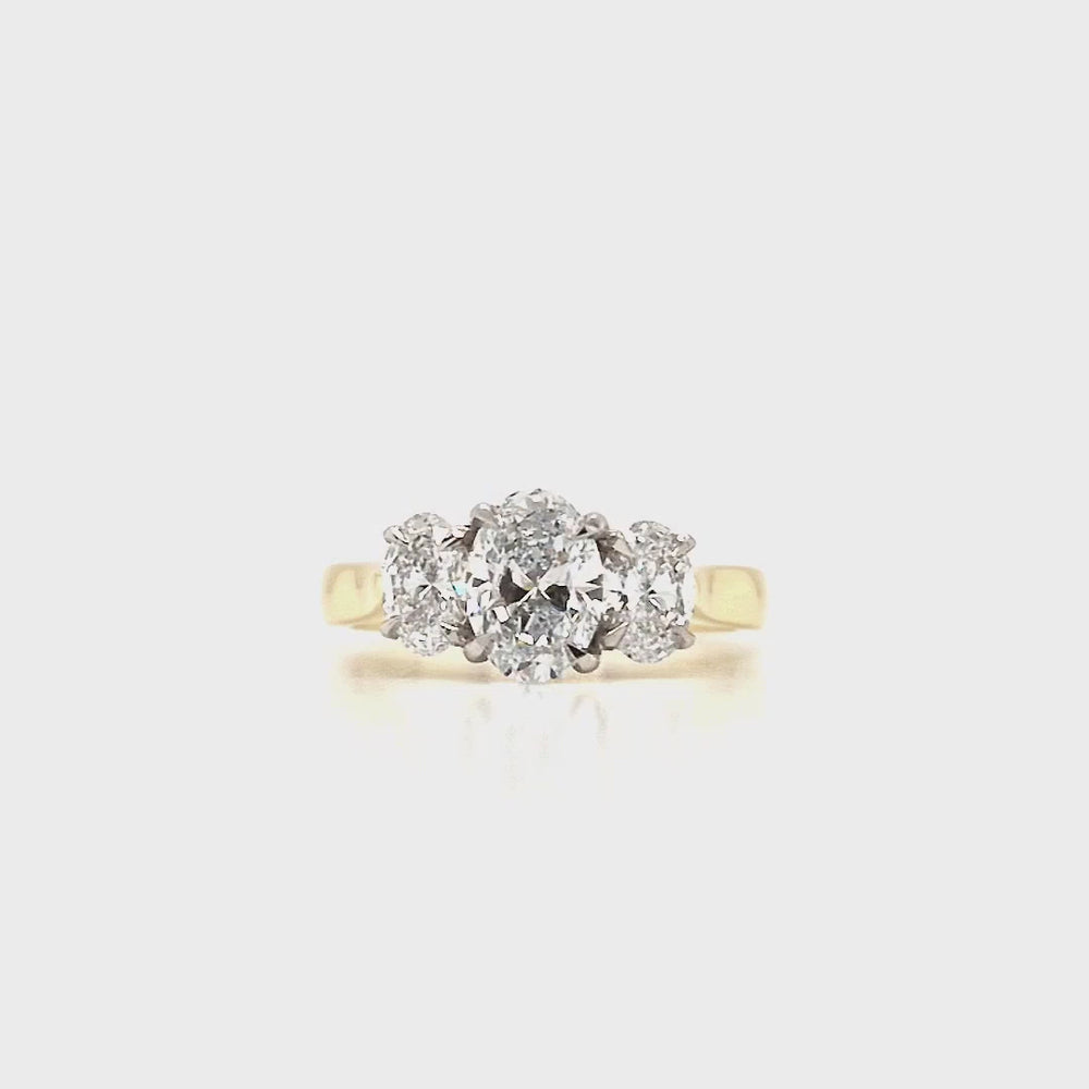 
                
                    Load and play video in Gallery viewer, 18ct &amp;amp; Platinum Three Stone Oval Lab Grown Diamond Engagement Ring- 1.67ct
                
            