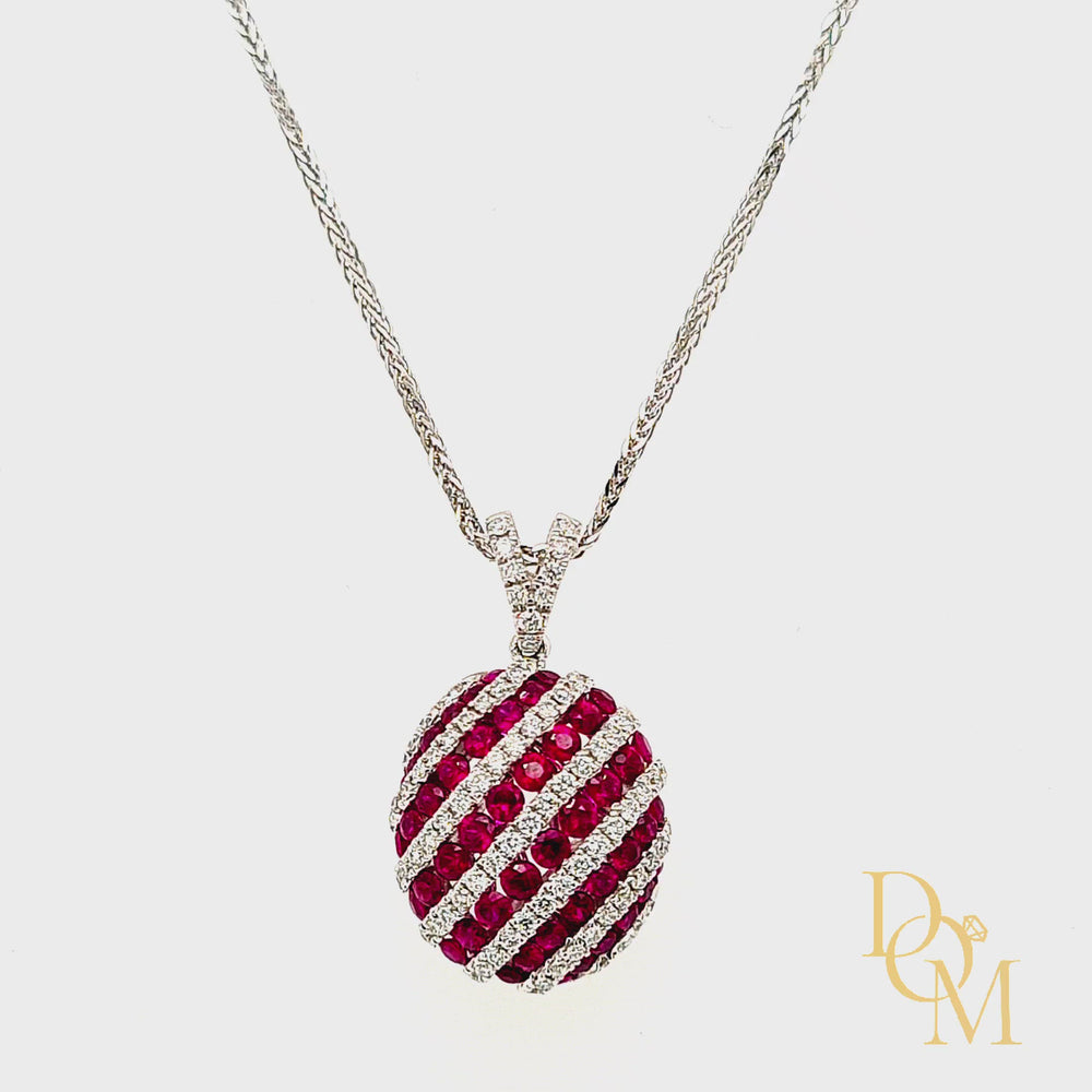
                
                    Load and play video in Gallery viewer, 18ct White Gold Ruby &amp;amp; Diamond Candy Stripe Pendant
                
            