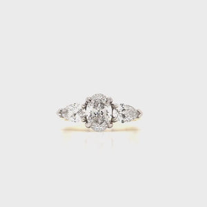 
                
                    Load and play video in Gallery viewer, 18ct &amp;amp; Platinum Three Stone Oval &amp;amp; Pear Lab Grown Diamond Engagement Ring- 1.62ct
                
            