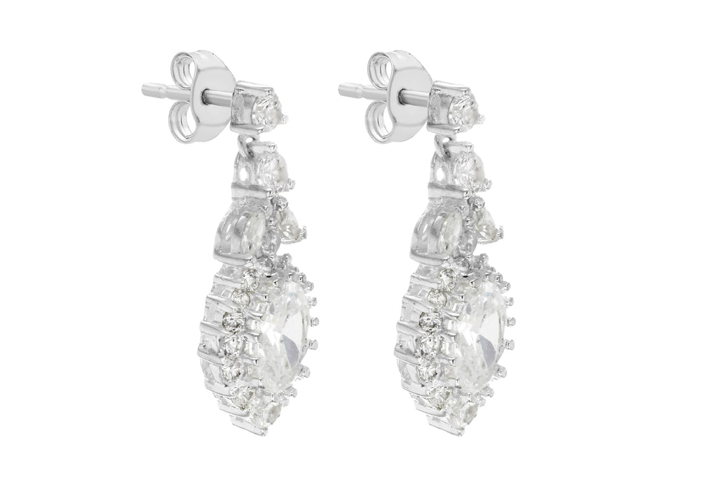 
                
                    Load image into Gallery viewer, Sterling Silver Vintage Bridal Style Fancy Drop Earrings - Diana O&amp;#39;Mahony Jewellers
                
            