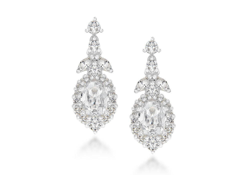 Sterling Silver Vintage Bridal Style Fancy Drop Earrings