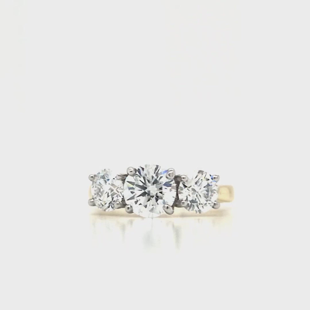 
                
                    Load and play video in Gallery viewer, 18ct &amp;amp; Platinum Three Stone Lab Grown Diamond Engagement Ring- 2.30ct
                
            