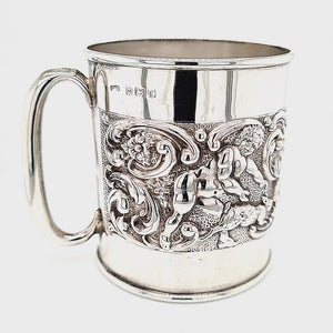 
                
                    Load and play video in Gallery viewer, Antique Sterling Silver Christening Mug
                
            
