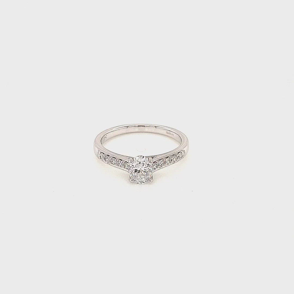 
                
                    Load and play video in Gallery viewer, Oval Solitaire Diamond Engagement Ring with Diamond Shoulders
                
            