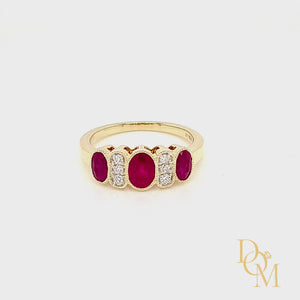 
                
                    Load and play video in Gallery viewer, 9ct Gold Vintage Style Ruby &amp;amp; Diamond Ring
                
            