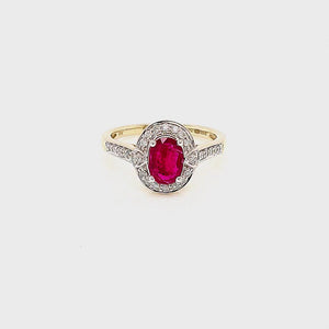 
                
                    Load and play video in Gallery viewer, Art Deco Style Ruby &amp;amp; Diamond Cluster Ring
                
            