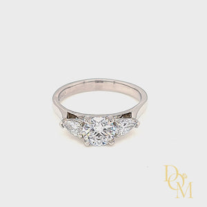 
                
                    Load and play video in Gallery viewer, Platinum Lab Grown Diamond Solitaire Engagement Ring with Pear-cut Sides- 1.24ct
                
            