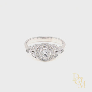 
                
                    Load and play video in Gallery viewer, 18ct White Gold Vintage Style Floral Cluster Diamond Engagement Ring- 0.61ct
                
            
