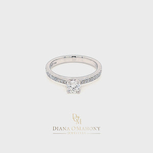 
                
                    Load and play video in Gallery viewer, Platinum Solitaire Diamond Engagement Ring with Diamond Shoulders
                
            