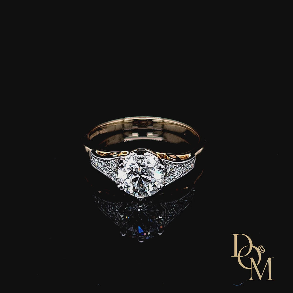 
                
                    Load and play video in Gallery viewer, Edwardian Style Solitaire Diamond Engagement Ring with Pavé-Set Diamond Shoulders- 1.03ct
                
            