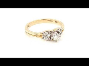 
                
                    Load and play video in Gallery viewer, Vintage Style 9ct Gold Solitaire with Diamond Sides
                
            